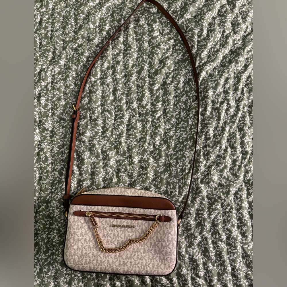 Michael Kors Brown and Cream Crossbody Bag